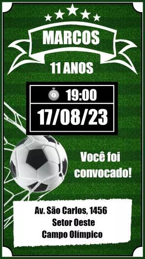 Convite Aniversário Futebol Estilo Convocação para Editar