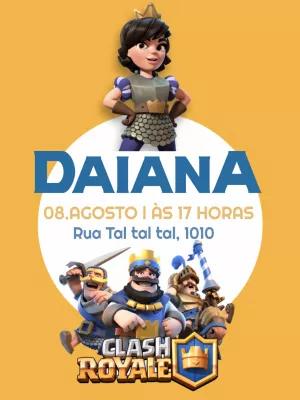 Convite Aniversário Clash Royale com Personagens para Editar