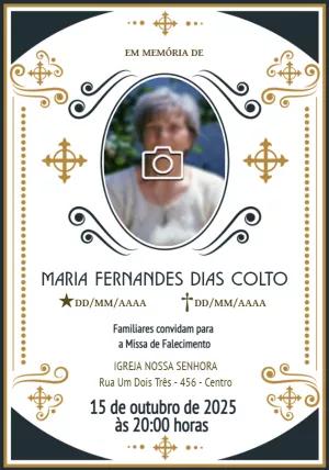 Convite para Missa de Falecimento com Foto para Editar