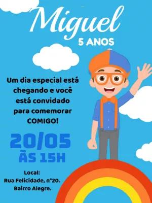 Convite de Aniversário Blippi Editável Online para Enviar