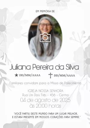 Convite Missa de Falecimento com Foto para Editar Online