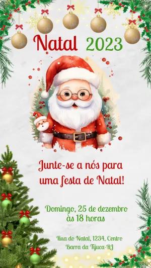 Convite de Natal Editável com Papai Noel para Editar Online