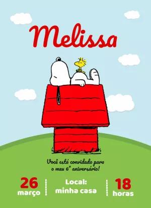 Convite de Aniversário Snoopy Editável Online para Imprimir