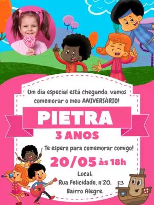 Convite 3 Palavrinhas com Foto para Editar Online