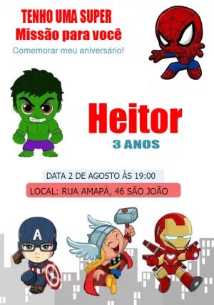 Convite Aniversário Super Heróis Toy para Editar Online