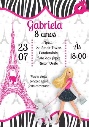 Convite Aniversário Barbie em Paris para Editar Online