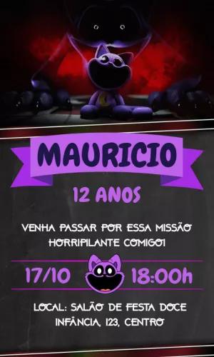 Convite de Aniversário Poppy Playtime Assustador para Editar