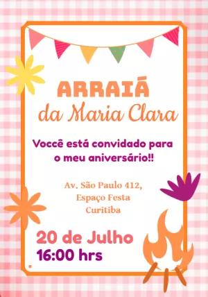 Convite de Aniversário Arraiá Festa Junina para Editar