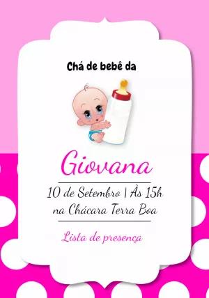 Convite Chá de Bebê Menina com Bebê Fofo para Editar Online