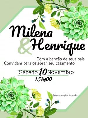 Convite de Casamento Suculentas para Editar Online