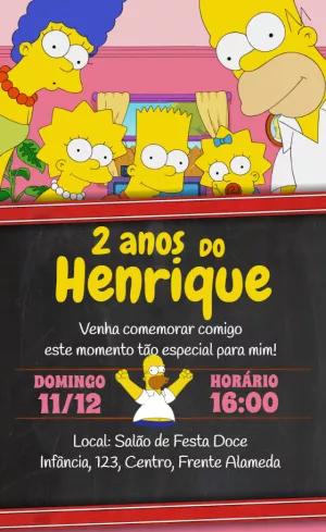 Convite de Aniversário Os Simpsons para Editar Online