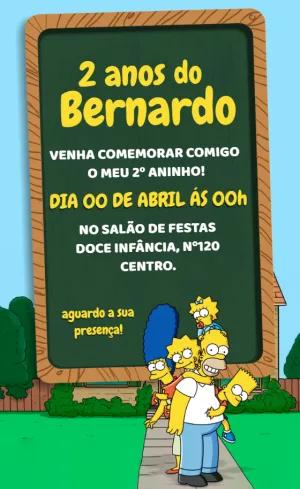 Convite de Aniversário Os Simpsons para Editar Online e Imprimir