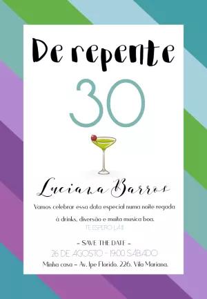 Convite De Repente 30 com Drink para Editar Online