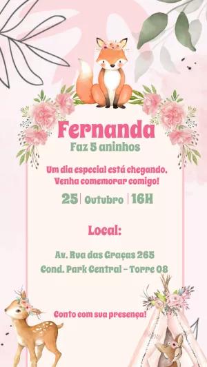 Convite Aniversário Bosque Encantado com Animais para Editar
