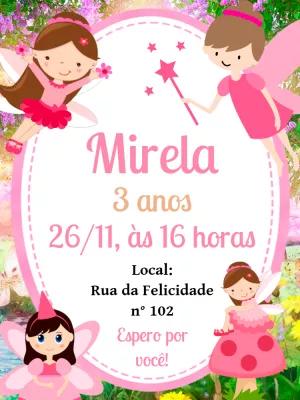 Convite Aniversário Fadas Encantadas para Editar Online