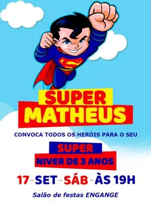 Convite de Aniversário Super Homem Voo Heroico para Editar