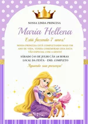 Convite Aniversário Rapunzel Enrolados para Editar Online