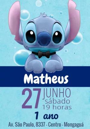 Convite de Aniversário Stitch Editável Online para Imprimir
