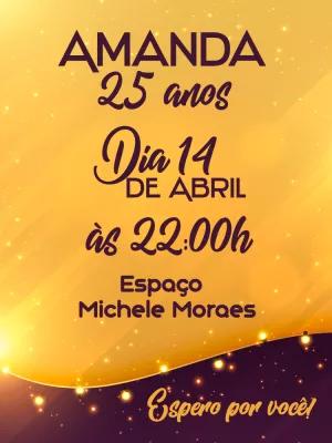 Convite de Aniversário Dourado Elegante para Editar Online