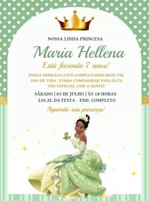 Convite de Aniversário Princesa Tiana para Editar Online