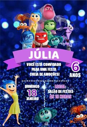 Convite Aniversário Divertida Mente para Editar Online