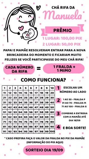Convite Chá Rifa de Bebê com Desenho Fofo para Editar Online