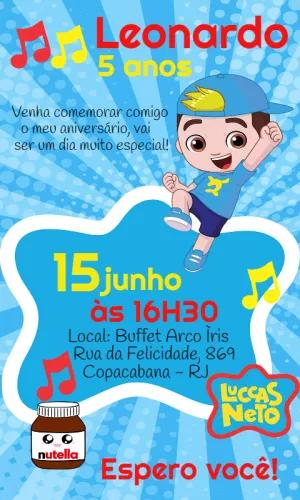 Convite de Aniversário Luccas Neto para Editar Online
