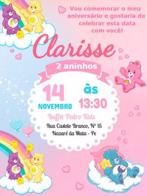 Convite de Aniversário Ursinhos Carinhosos Editável Online