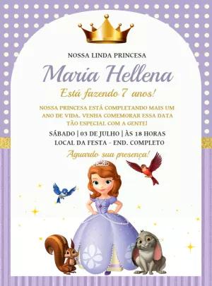 Convite de Aniversário Princesinha Sofia para Editar Online