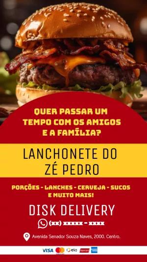 Flyer de Lanchonete com Hambúrguer para Editar Online