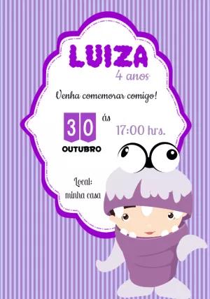 Convite Aniversário Boo Monstros SA para Editar e Imprimir