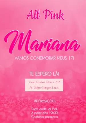 Convite de Aniversário All Pink com Glitter para Editar Online