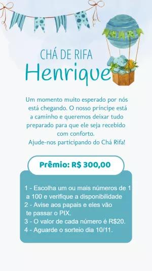 Rifa Chá de Bebê Elefante Baloeiro para Editar Online