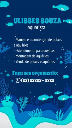Cartão de Visita Aquarista Tema Aquático para Editar Online