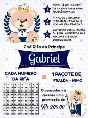 Rifa Chá de Bebê Ursinho Príncipe Editável Online
