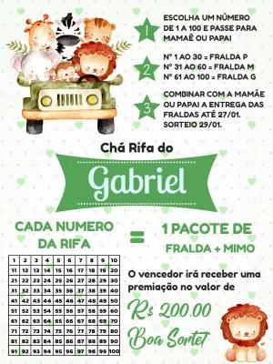 Chá Rifa Safari com Animais Fofos para Editar Online