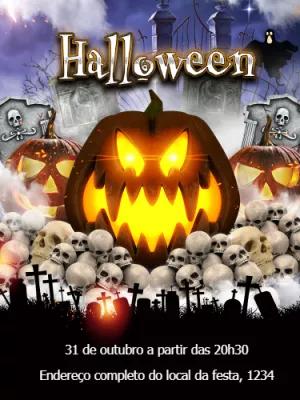 Convite de Halloween com Abóboras Assustadoras para Editar Online