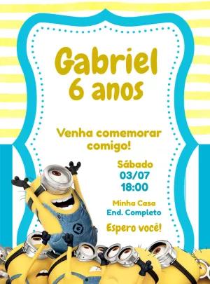Convite de Aniversário Minions para Editar Online