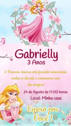 Convite Aniversário Bela Adormecida com Princesa Aurora para Editar