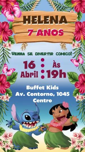 Convite Aniversário Lilo e Stitch Editável Online