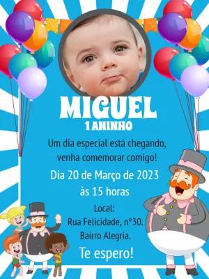 Convite de Aniversário Mundo Bita com Foto para Editar Online