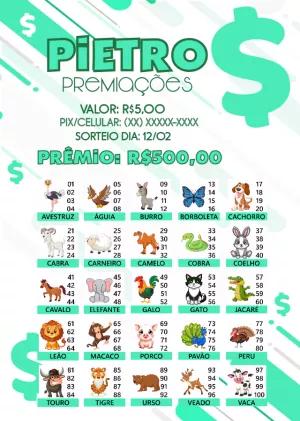Rifa de Animais com Números para Editar e Imprimir