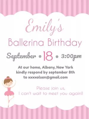 Ballerina Birthday Invitation Template to Edit Online