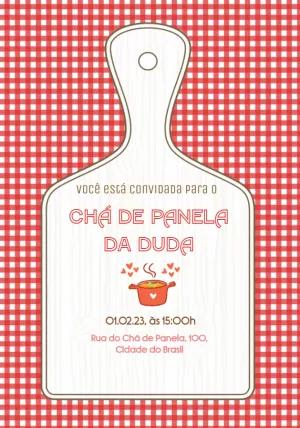 Convite Chá de Panela Tábua de Cozinha para Editar Online