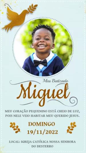 Convite de Batizado Menino com Foto para Editar Online