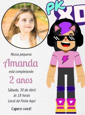Convite de Aniversário PK XD com Foto para Editar Online