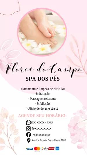 Flyer de Spa dos Pés com Flores Delicadas para Editar Online