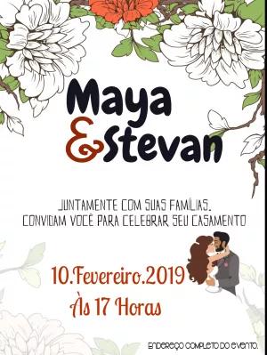 Convite de Casamento Floral Elegante para Editar Online