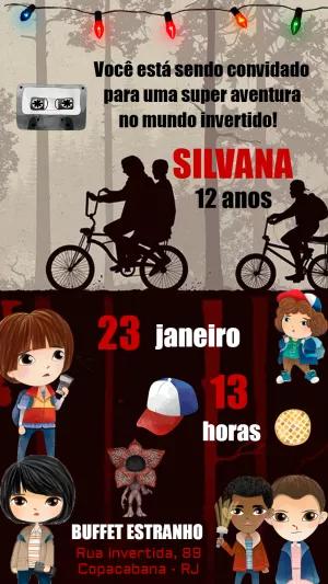 Convite de Aniversário Stranger Things para Editar Online