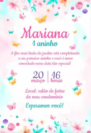 Convite Aniversário Jardim Encantado com Borboletas para Editar